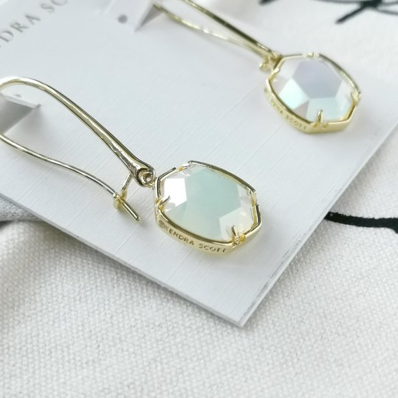 Kendra Scott Drop Earrings - Davis Iridescent Opalite Gold - Picture 2 of 3